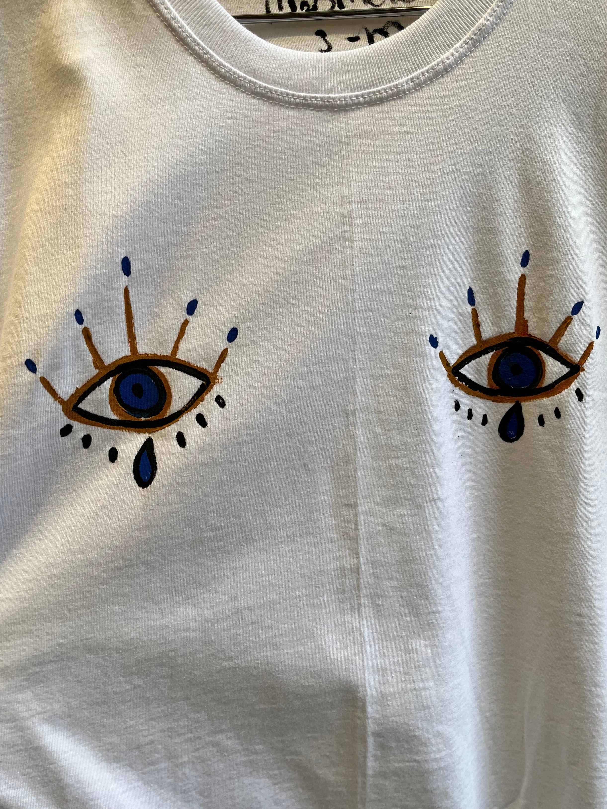 Hand-Drawn Evil Eye T-Shirt - Turkish Nazar Protection Tee