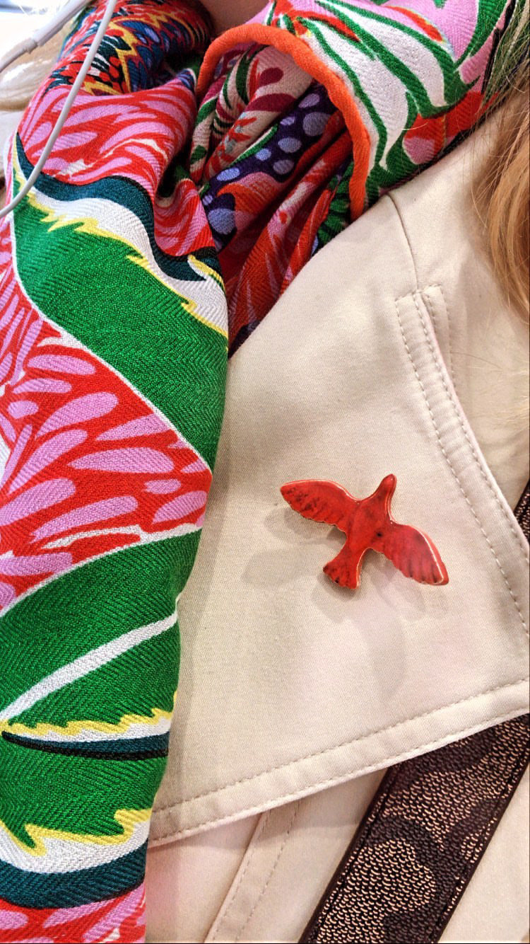 Ceramic Seagull Brooch