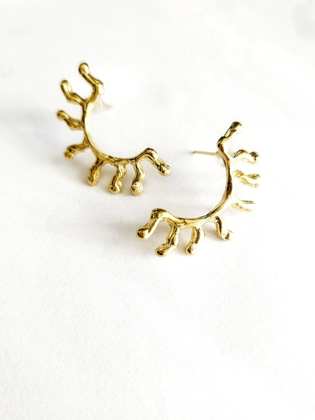 Handcrafted Gold-Plated Bronze Sun Earrings