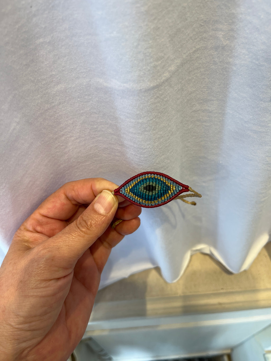 Handmade Evil Eye Macrame Bracelet | Adjustable Waxed Cord