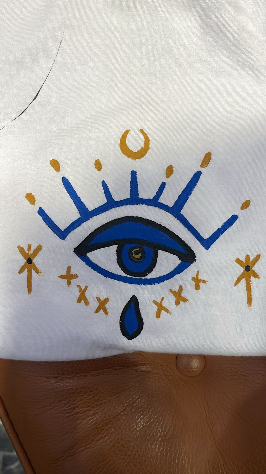 Hand-Drawn Mystical Evil Eye Print T-Shirt - White
