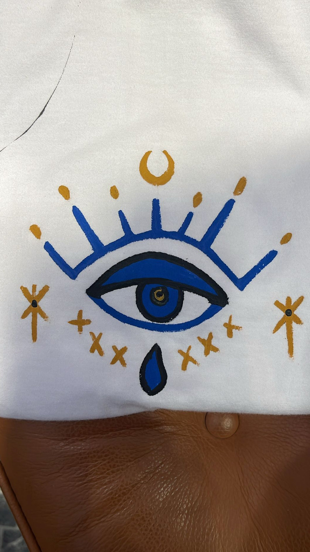Hand-Drawn Mystical Evil Eye Print T-Shirt - White