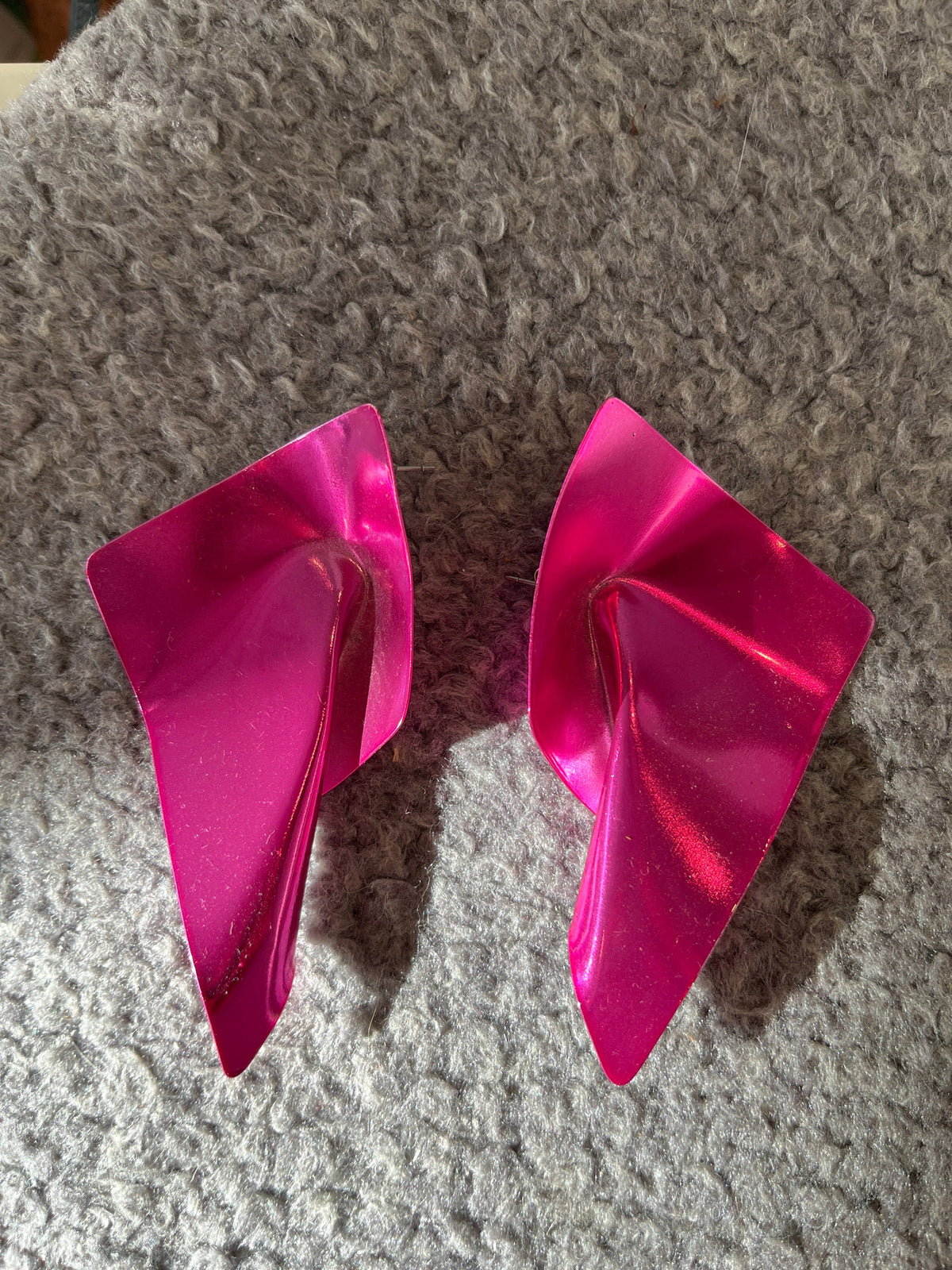Fuchsia Sculptural Fold Statement Earrings
