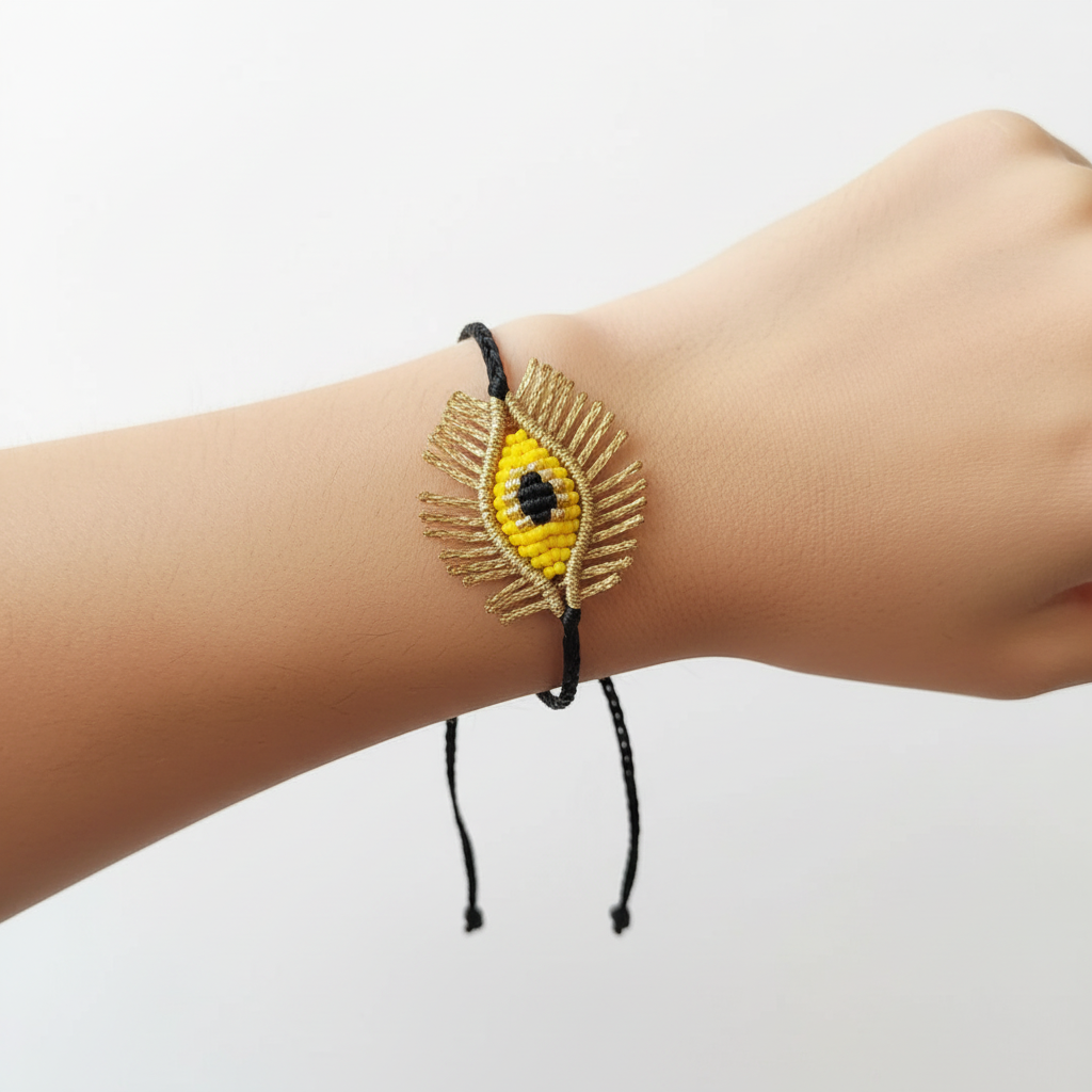 Handmade Fringed Evil Eye Small Bracelet