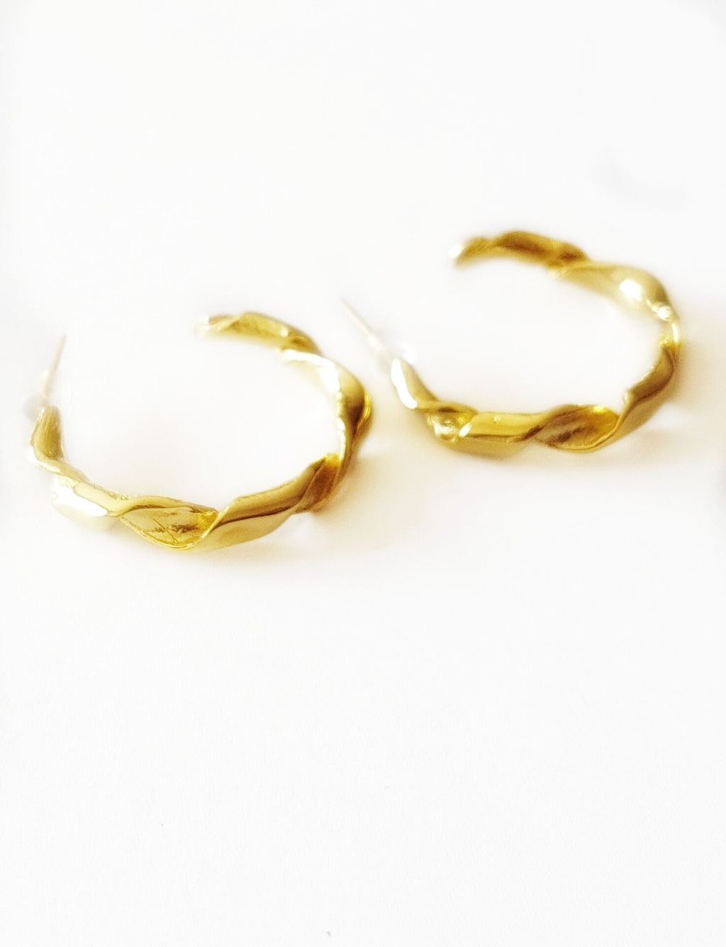 Handcrafted Medium Twisted Bronze Hoop Earrings