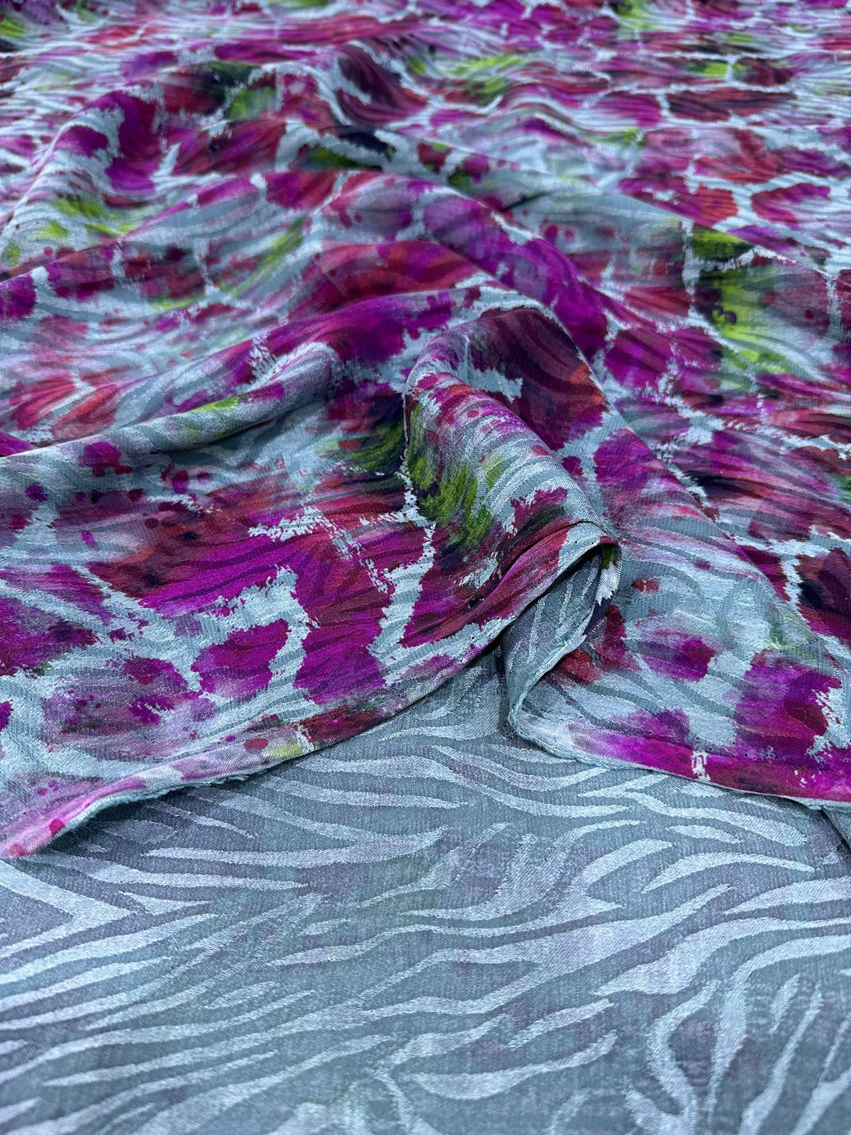 Fuchsia & Grey Zebra Washed Silk Oversized Blazer