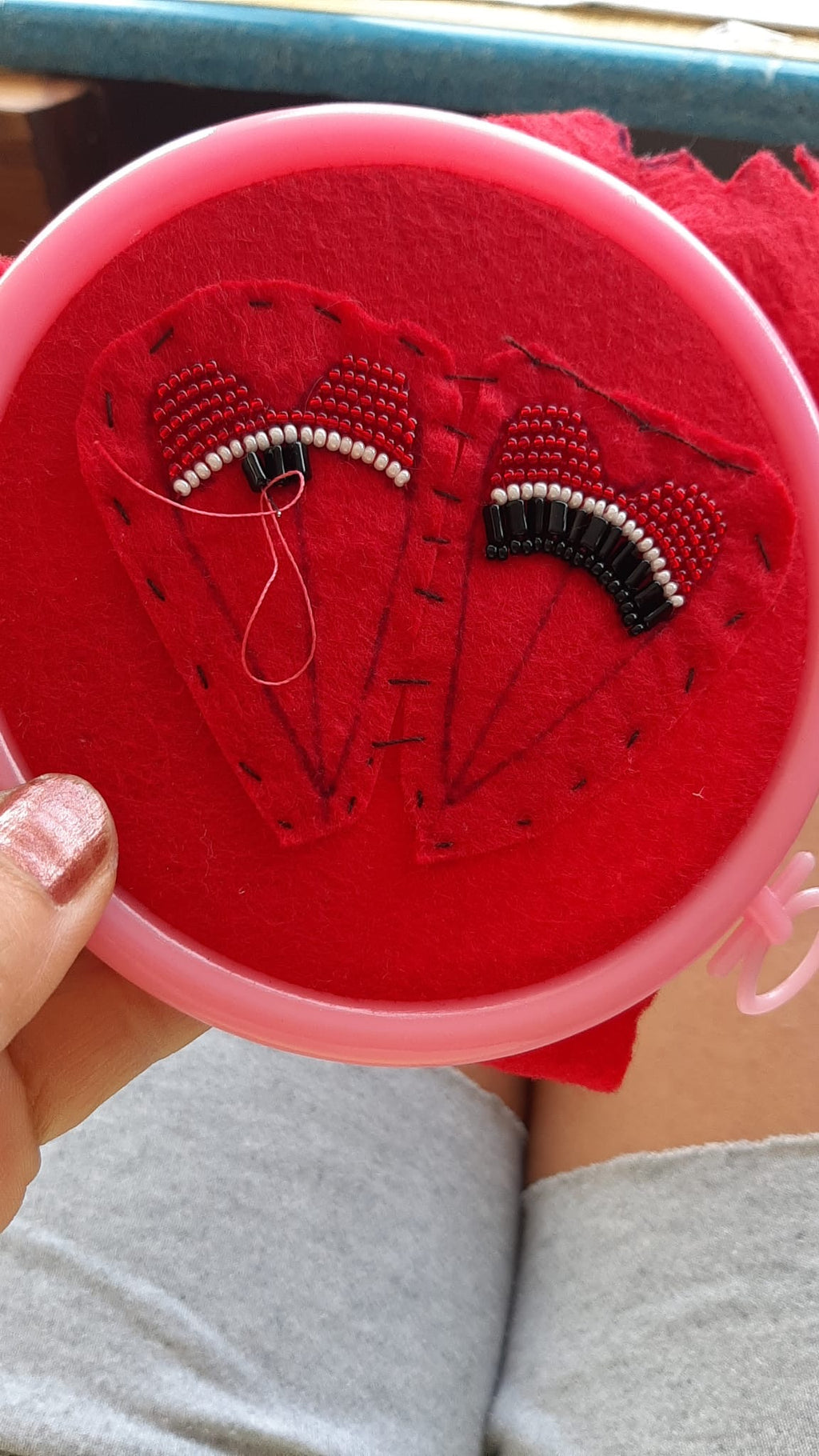 Handmade Evil Eye Heart Earrings