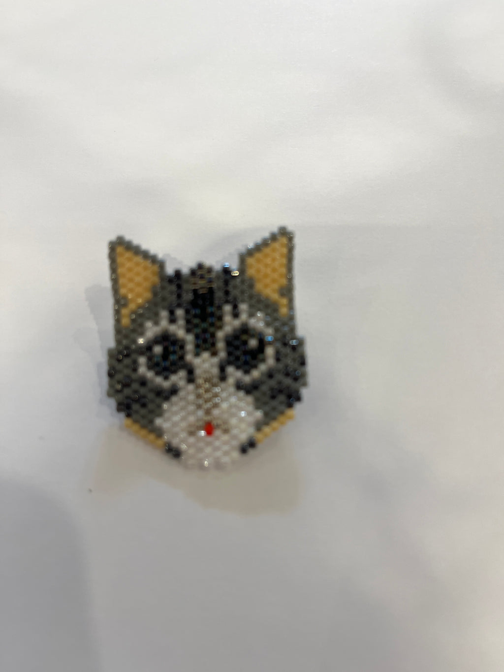 Miyuki Beaded Cat Face Brooch 3.5 cm – Handmade in Istanbul