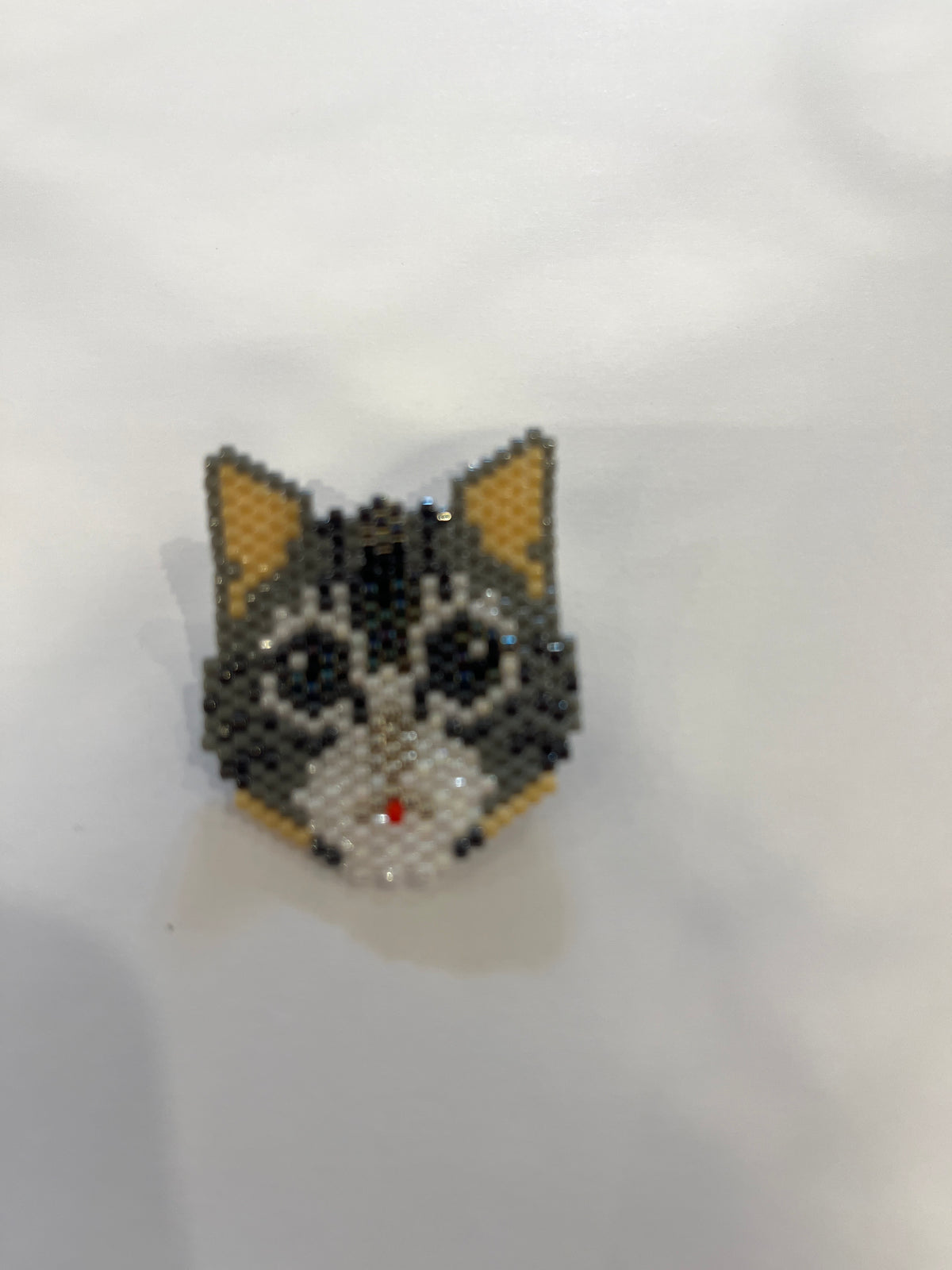 Miyuki Beaded Cat Face Brooch 3.5 cm – Handmade in Istanbul