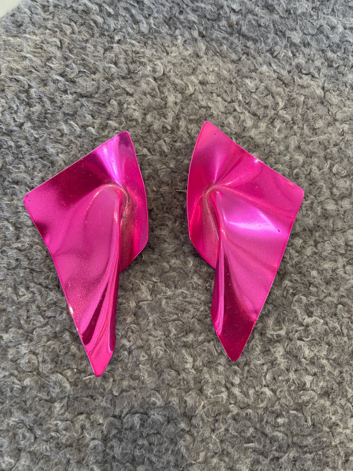 Fuchsia Sculptural Fold Statement Earrings