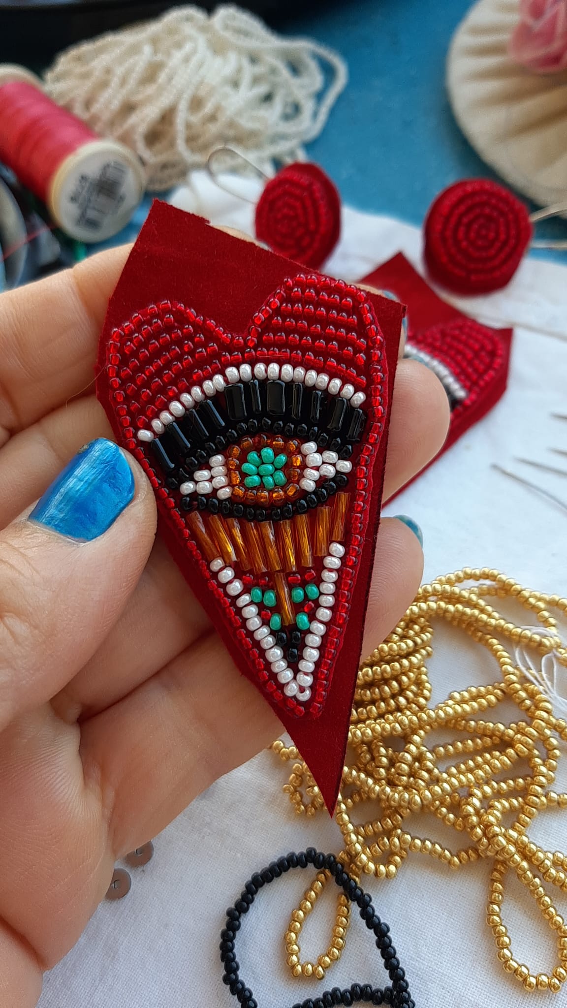 Handmade Evil Eye Heart Earrings