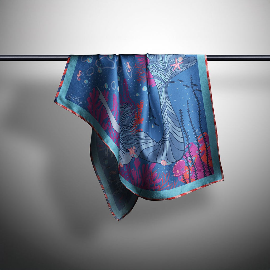Discovery Collection Silk Scarf | Bandana - Ocean Mermaid Print