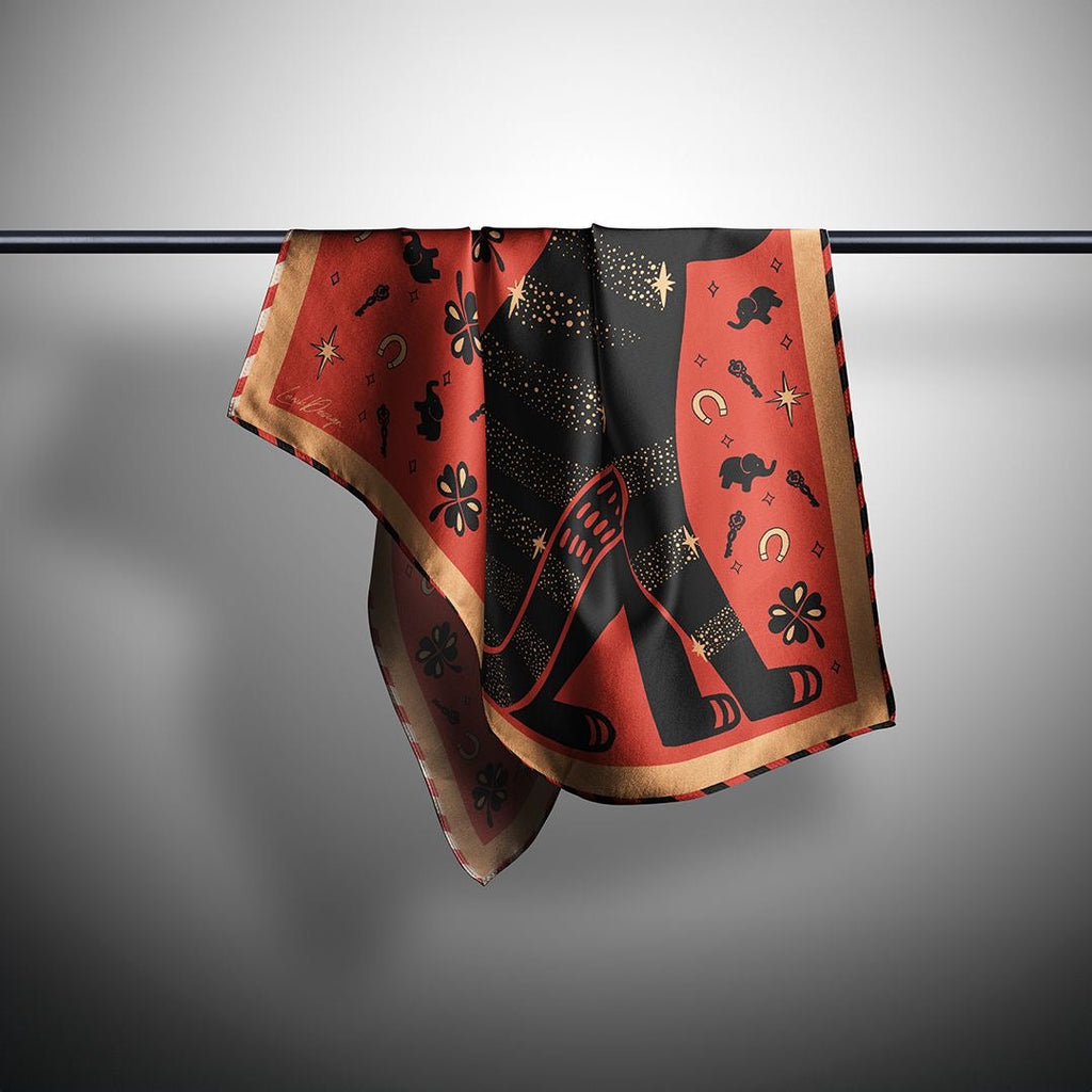 Luck Collection Silk Scarf | Bandana - Lucky Black Cat Print