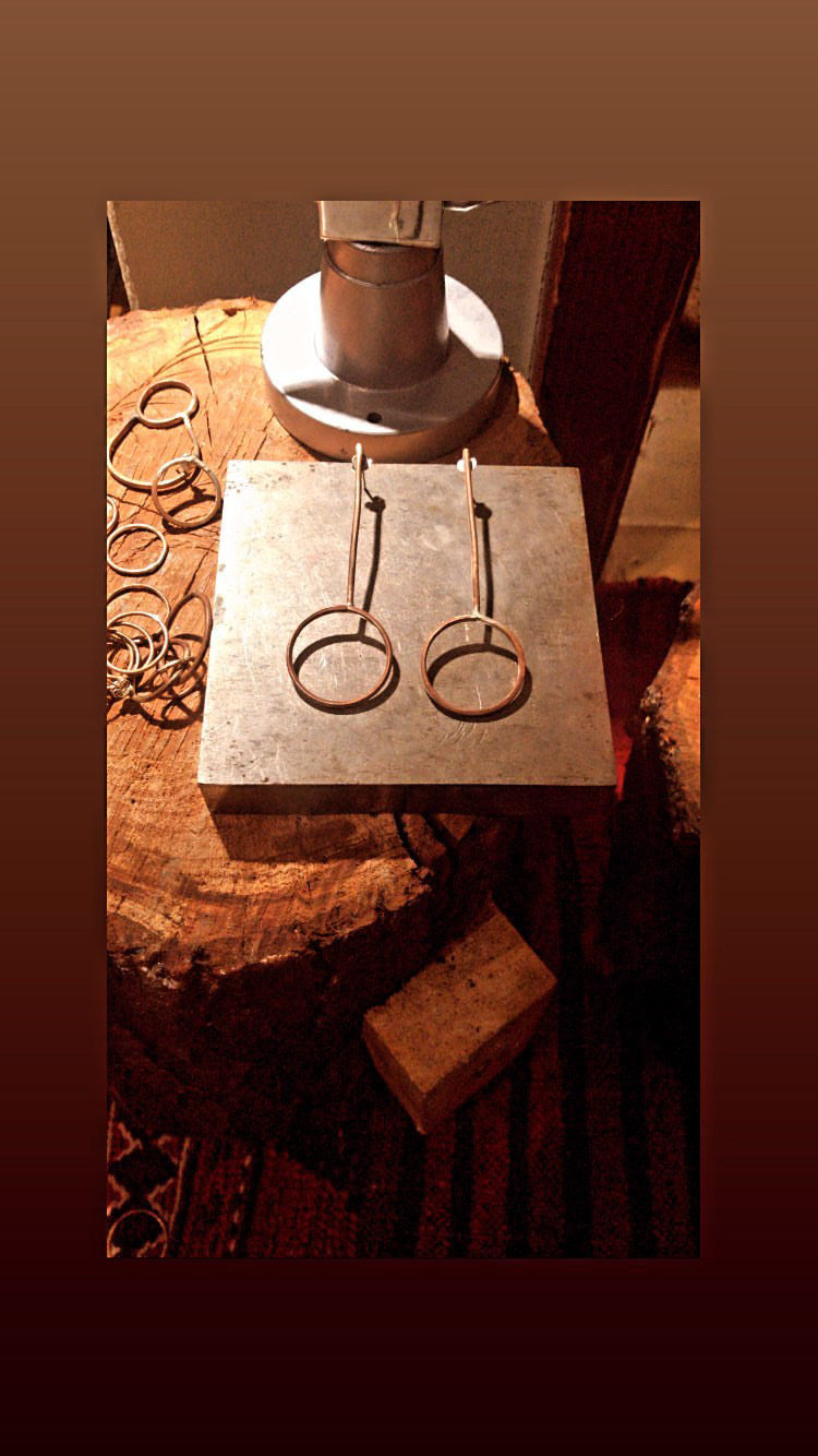 Minimalist Geometric Circle Earrings - Handcrafted