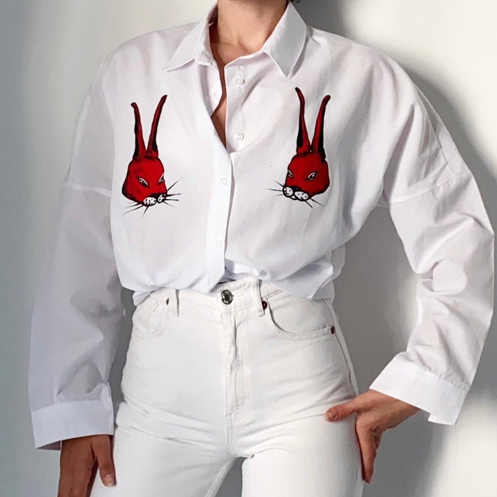 Hand-Drawn Rabbit Shirt - Original Art Print Tee