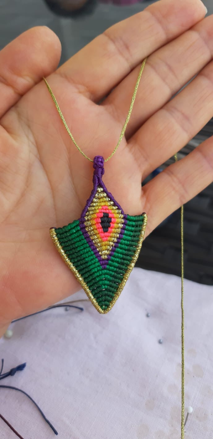 Handmade Macrame Evil Eye Necklace - Adjustable