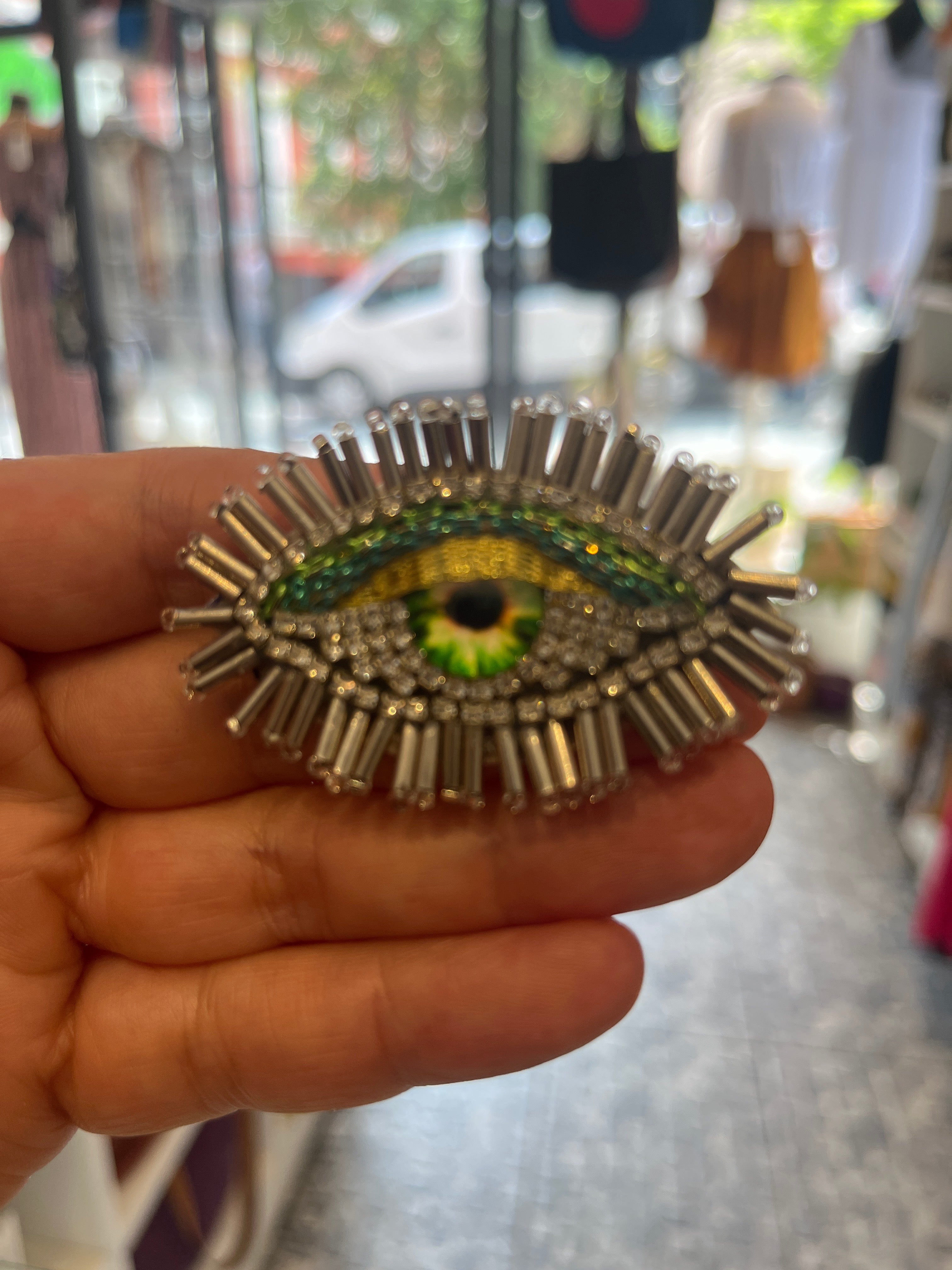 Handmade Beaded Evil Eye Brooch