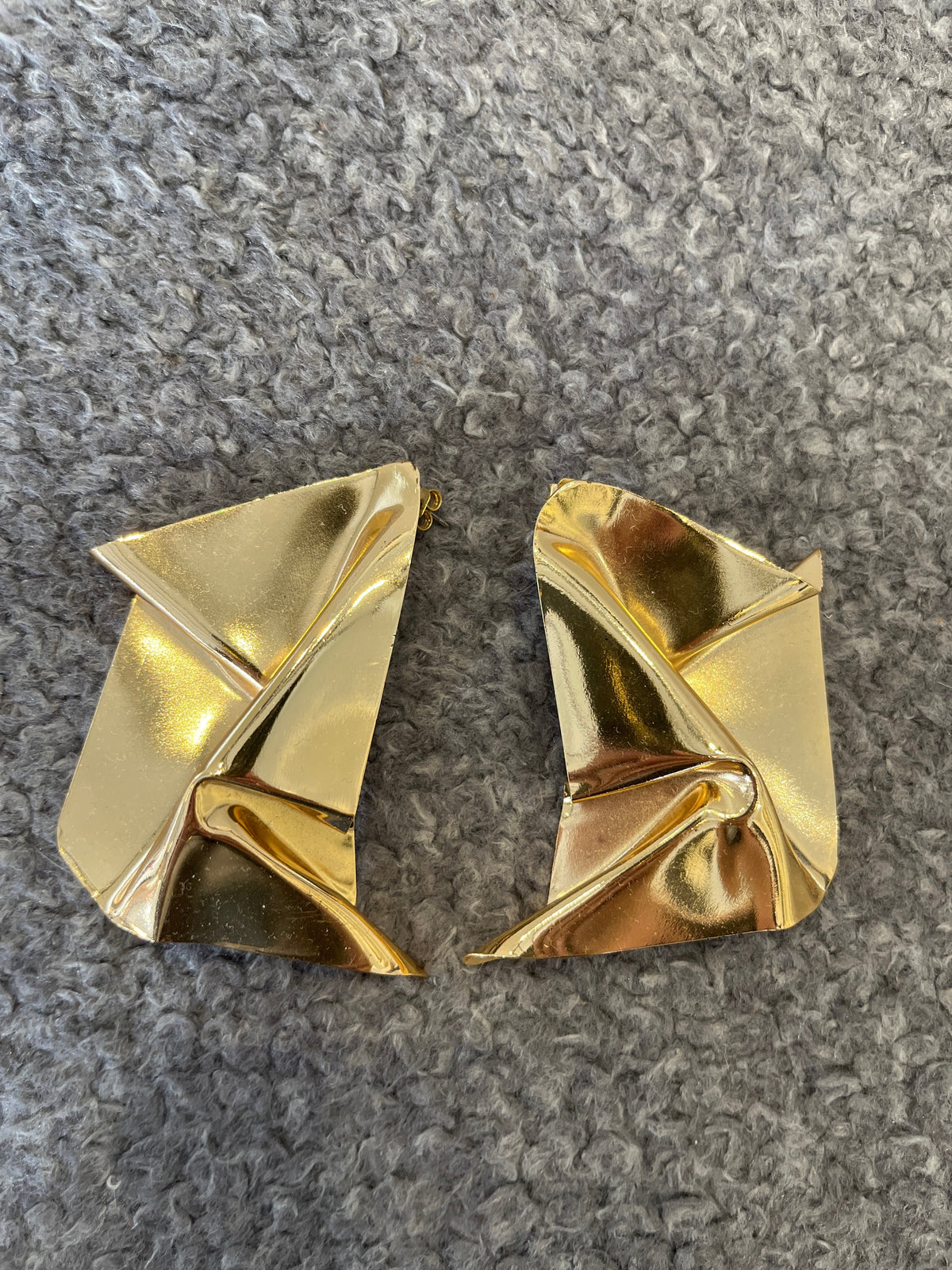 Gold-Plated Brass Sculptural Fold Earrings