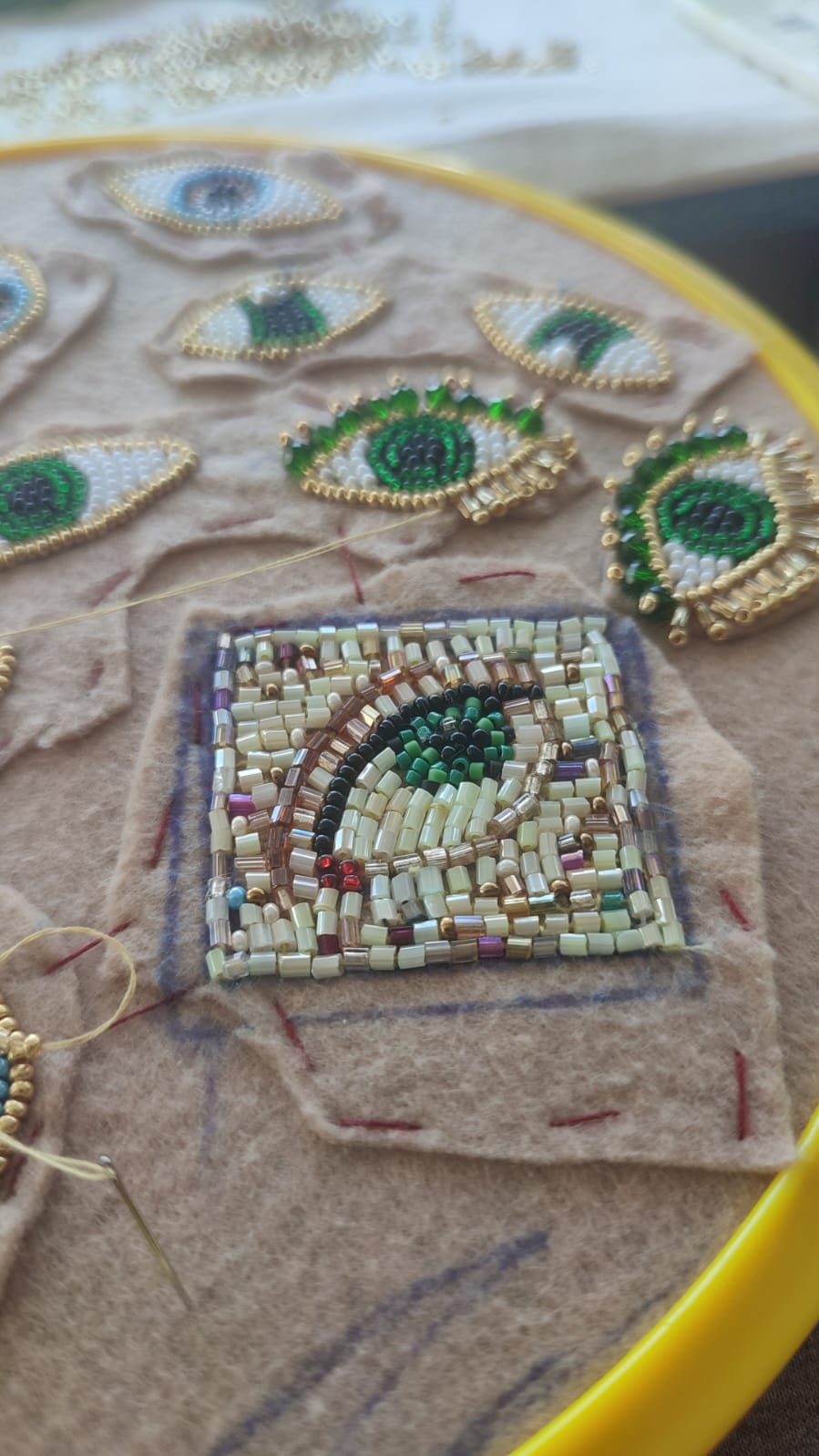 Handmade Beaded Evil Eye Brooch - Turkish Nazar Protection Jewelry