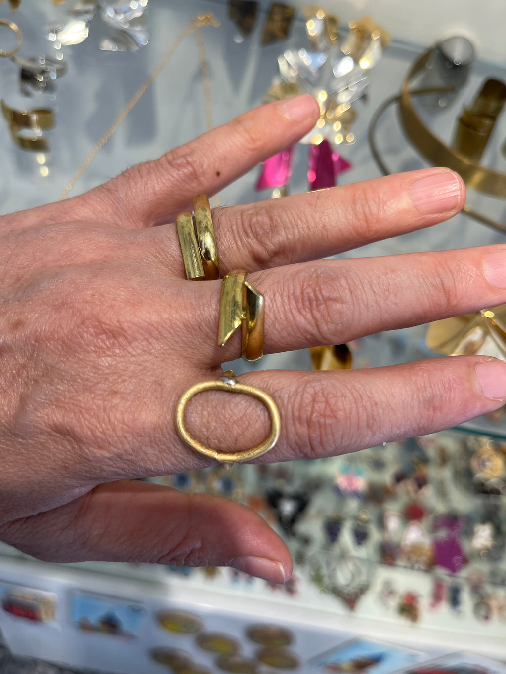 Gold-Plated Bronze Adjustable Handmade Rings