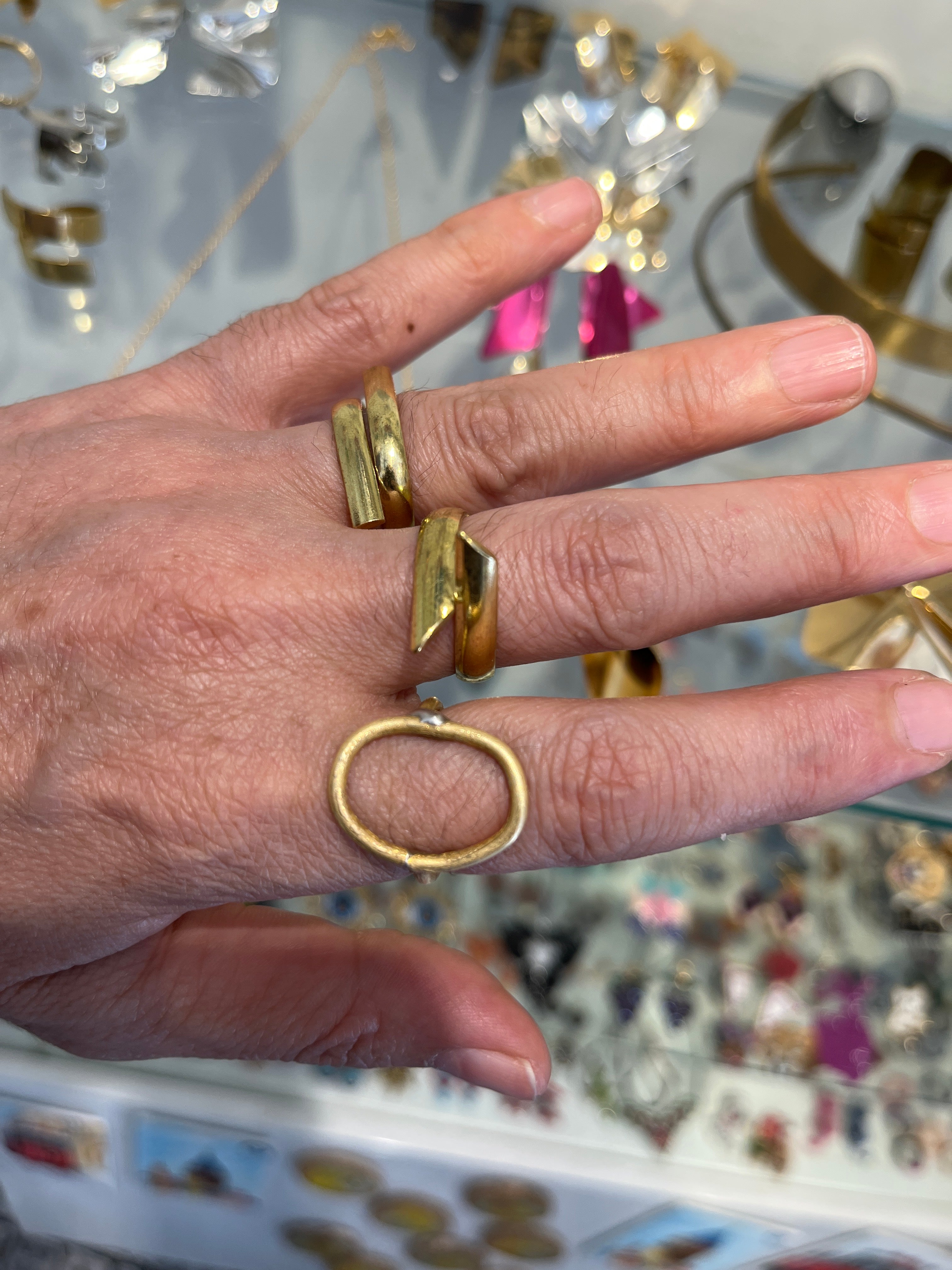 Gold-Plated Bronze Adjustable Handmade Rings