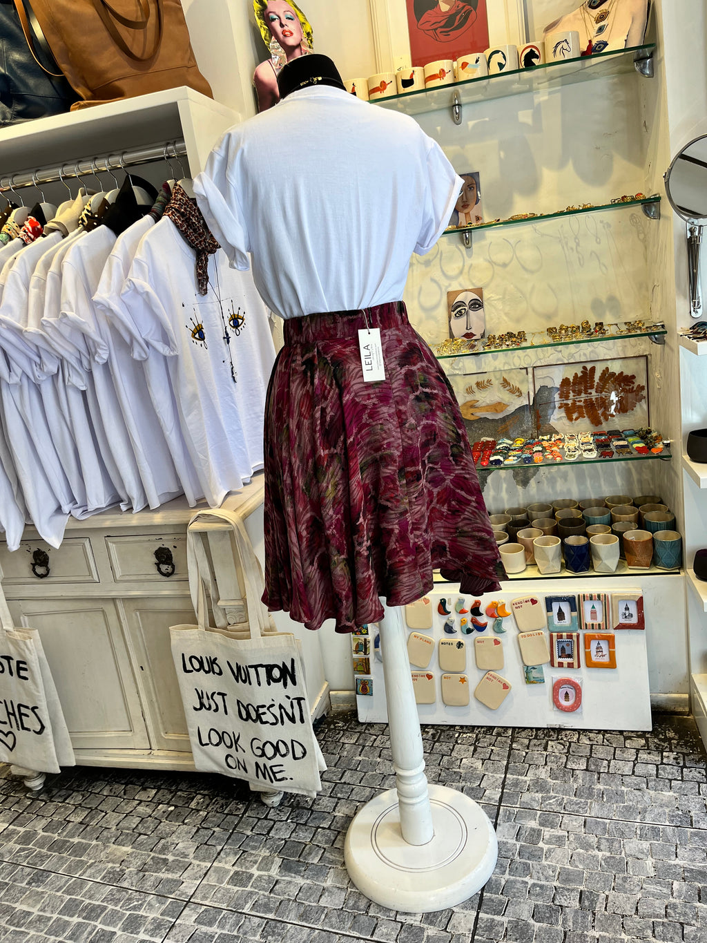Burgundy Crushed Silk Circle Skirt