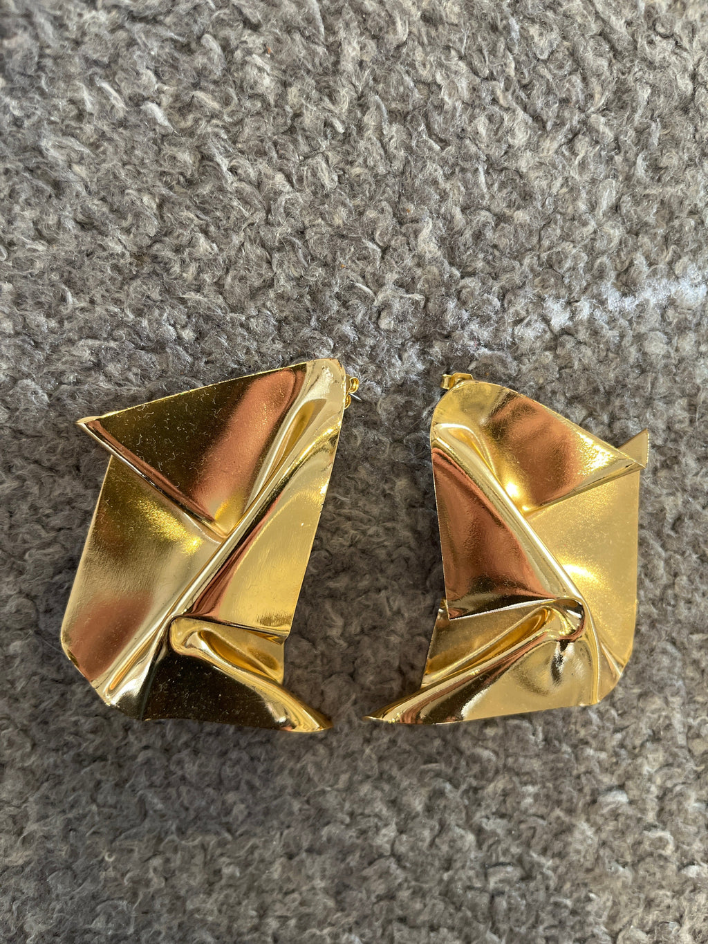 Gold-Plated Brass Sculptural Fold Earrings