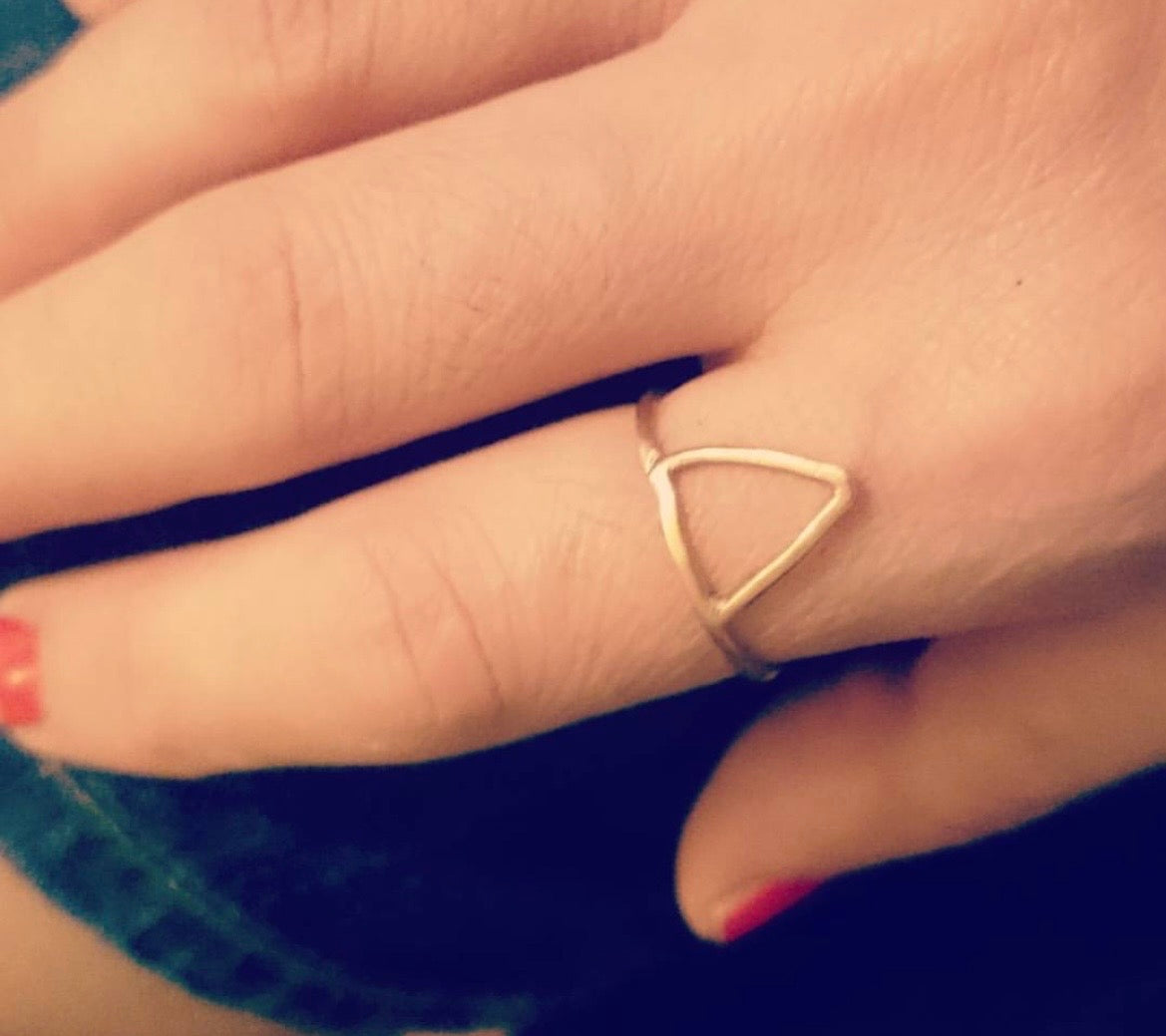Handmade Adjustable Bronze Triangle Ring