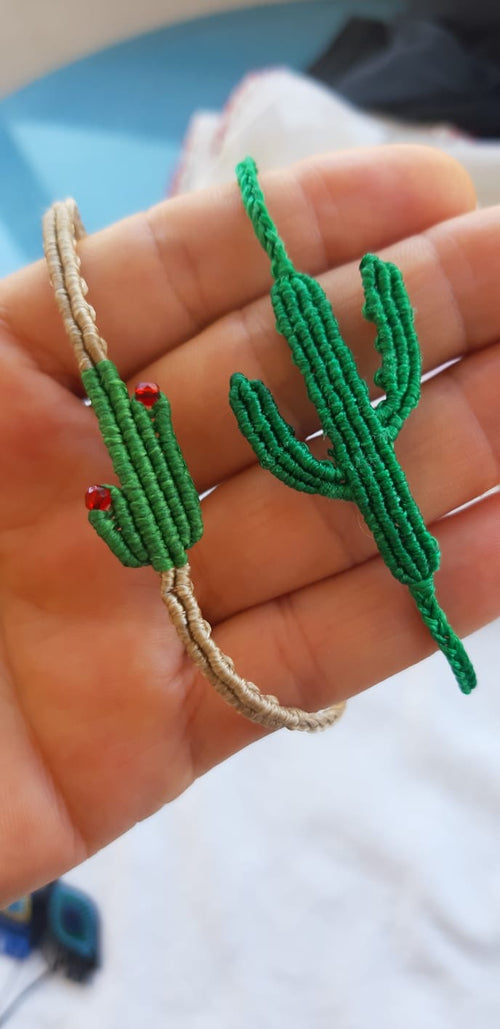 Cactus Bracelet - Handmade Waxed Cord