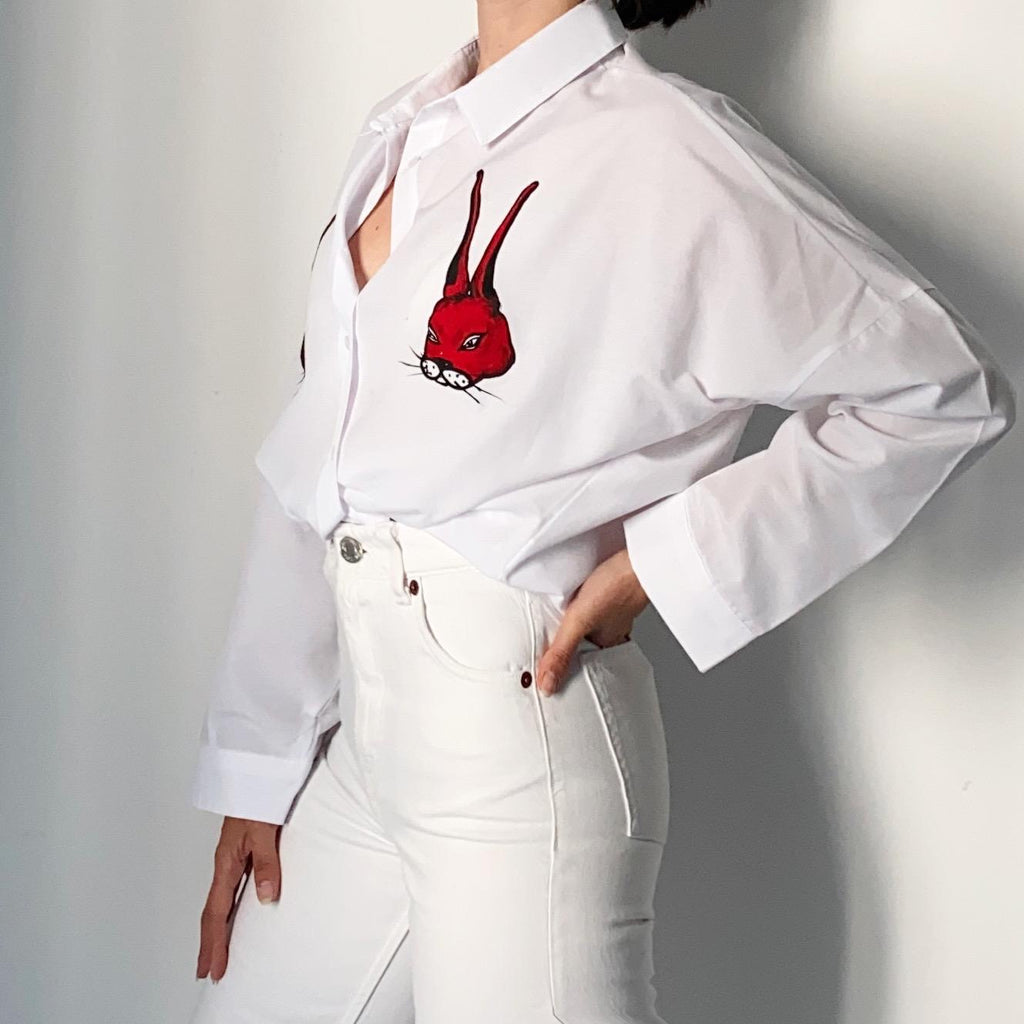 Hand-Drawn Rabbit Shirt - Original Art Print Tee