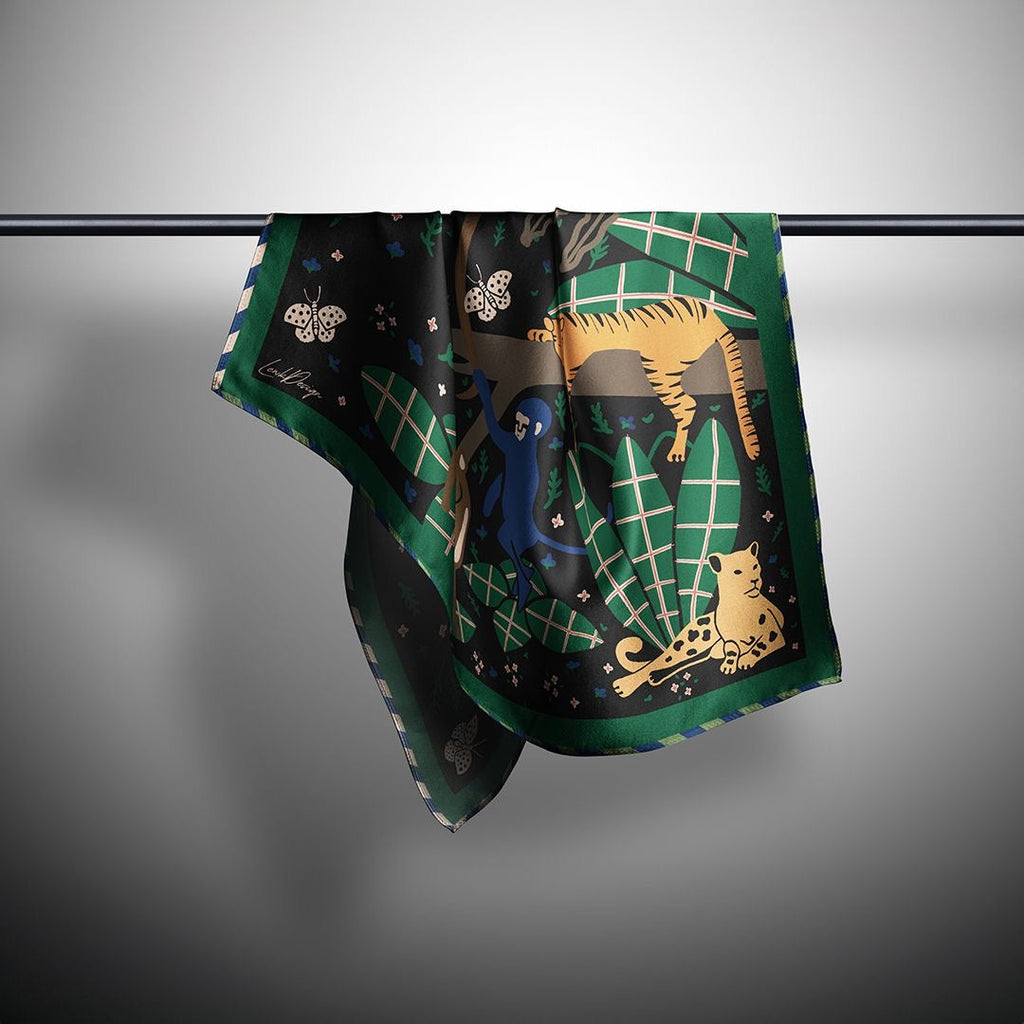 Harmony Collection Silk Scarf | Bandana - Forest Animals Print