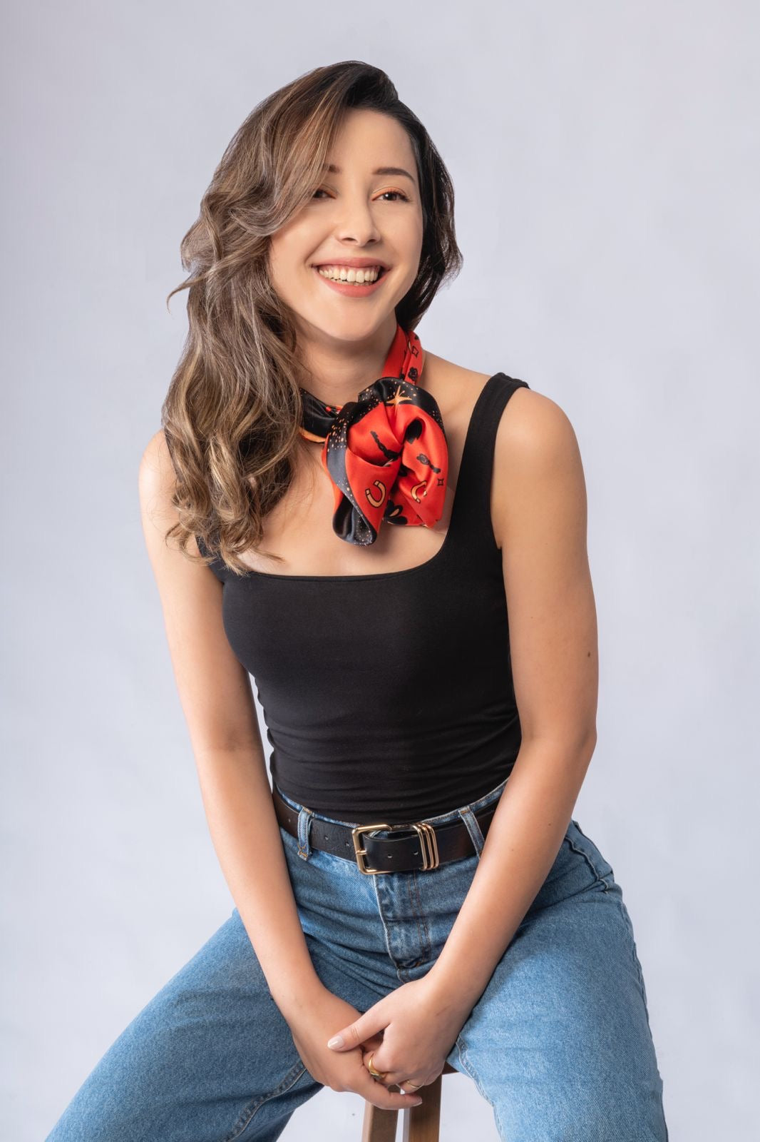 Luck Collection Silk Scarf | Bandana - Lucky Black Cat Print