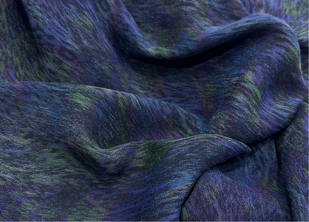 Stone-Washed Silk Shirt - Purple Green Blue Watercolor