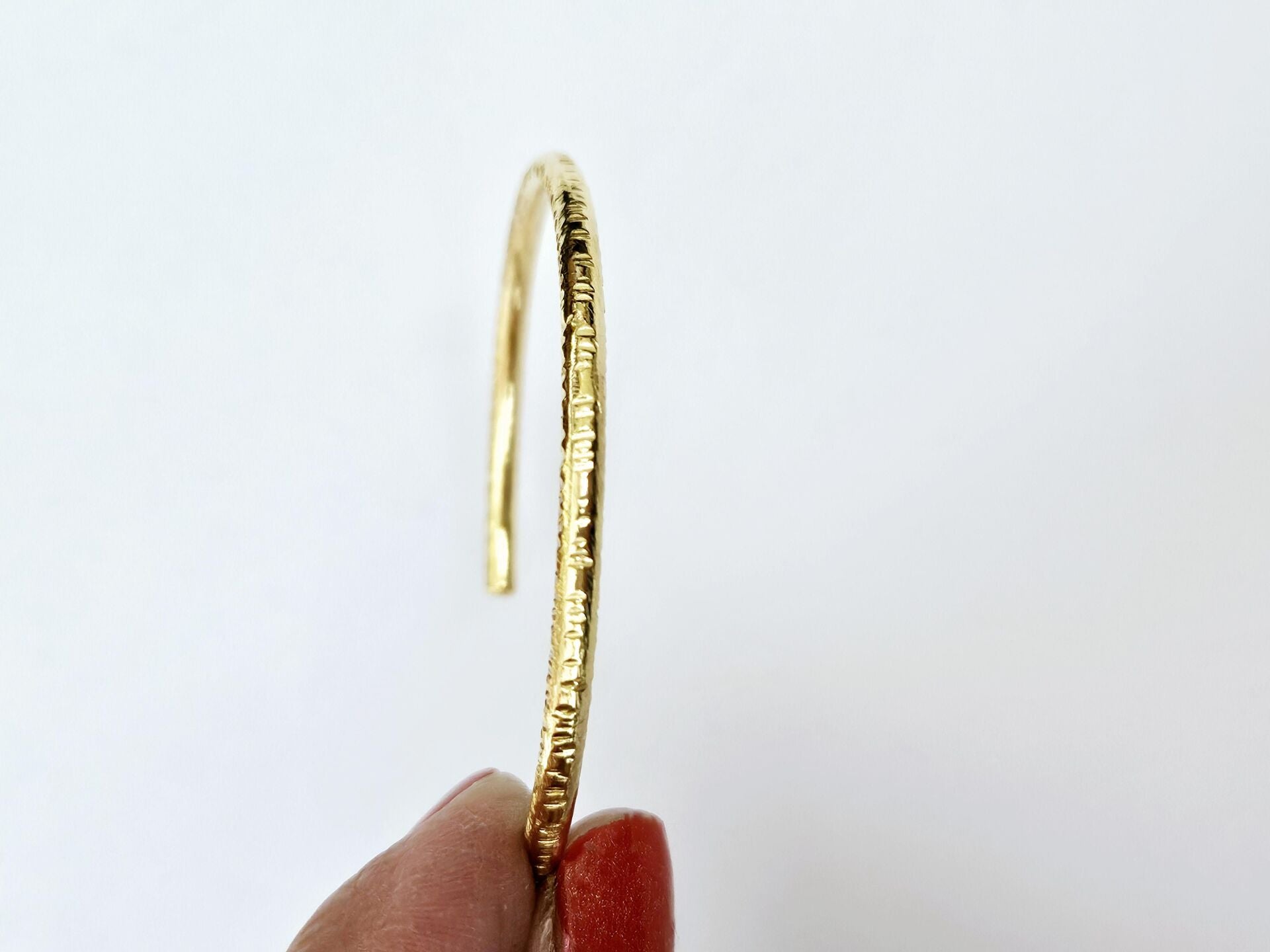 Handcrafted Adjustable Gold-Plated Bronze Hammered Cuff Bracelet