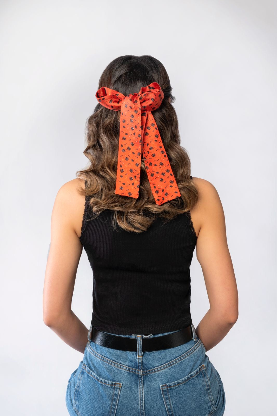 Luck Collection - 100% Pure Silk Hair Ribbon | Neck Tie - Cat Pattern