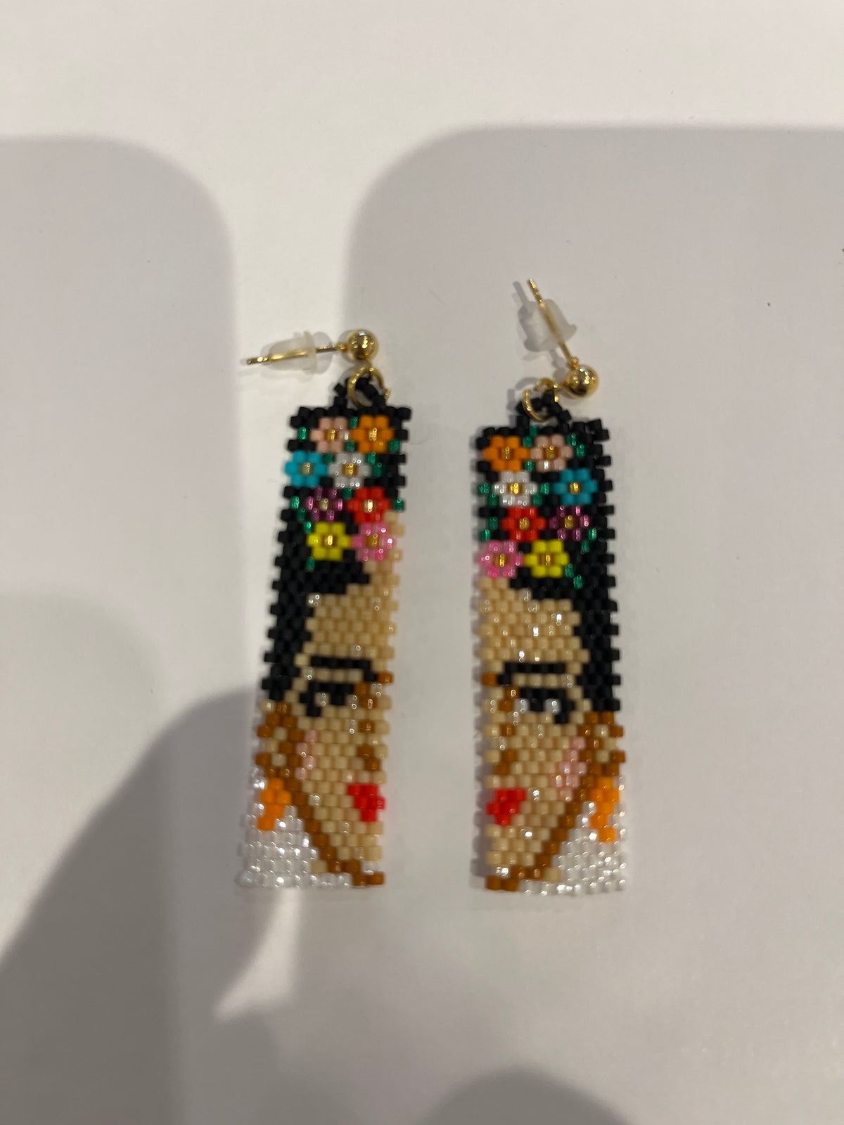 Miyuki Frida Kahlo Beaded Earrings 5 cm – Handmade in Istanbul