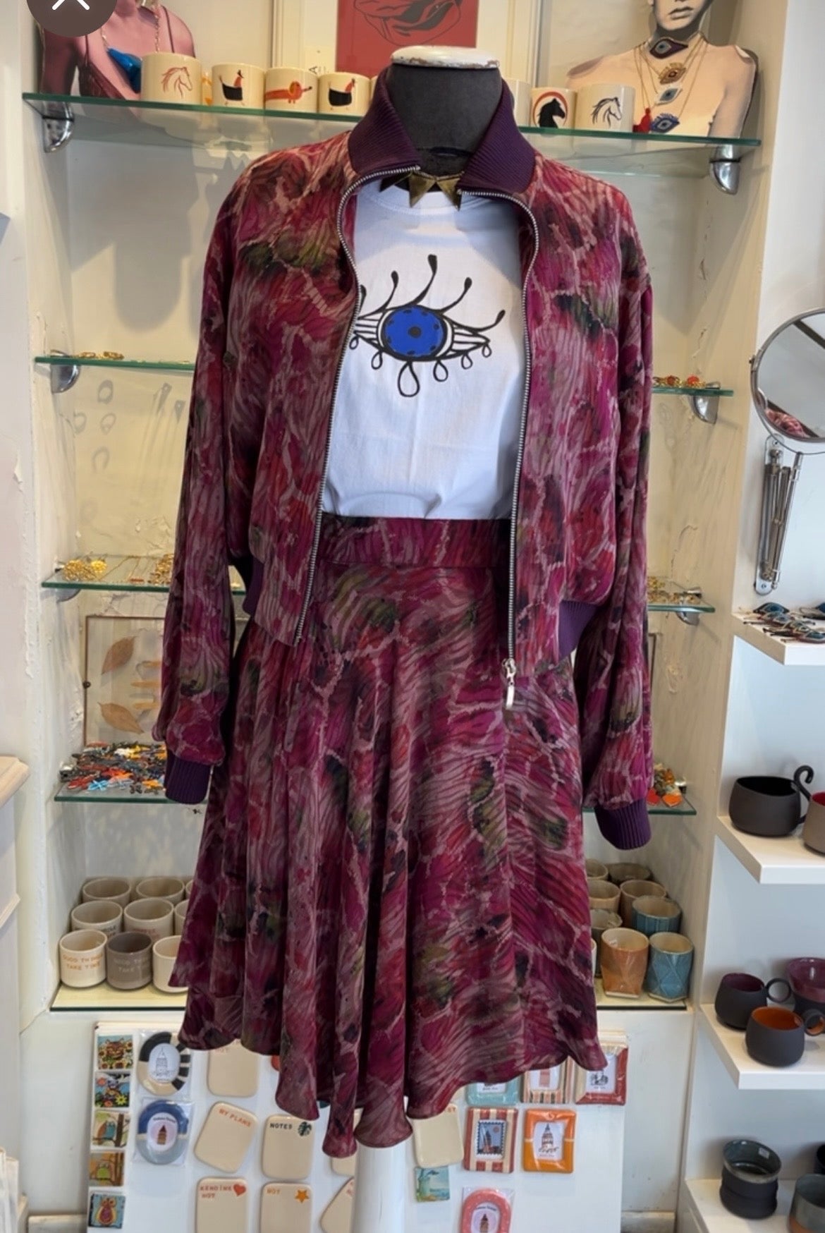 Burgundy Crushed Silk Circle Skirt
