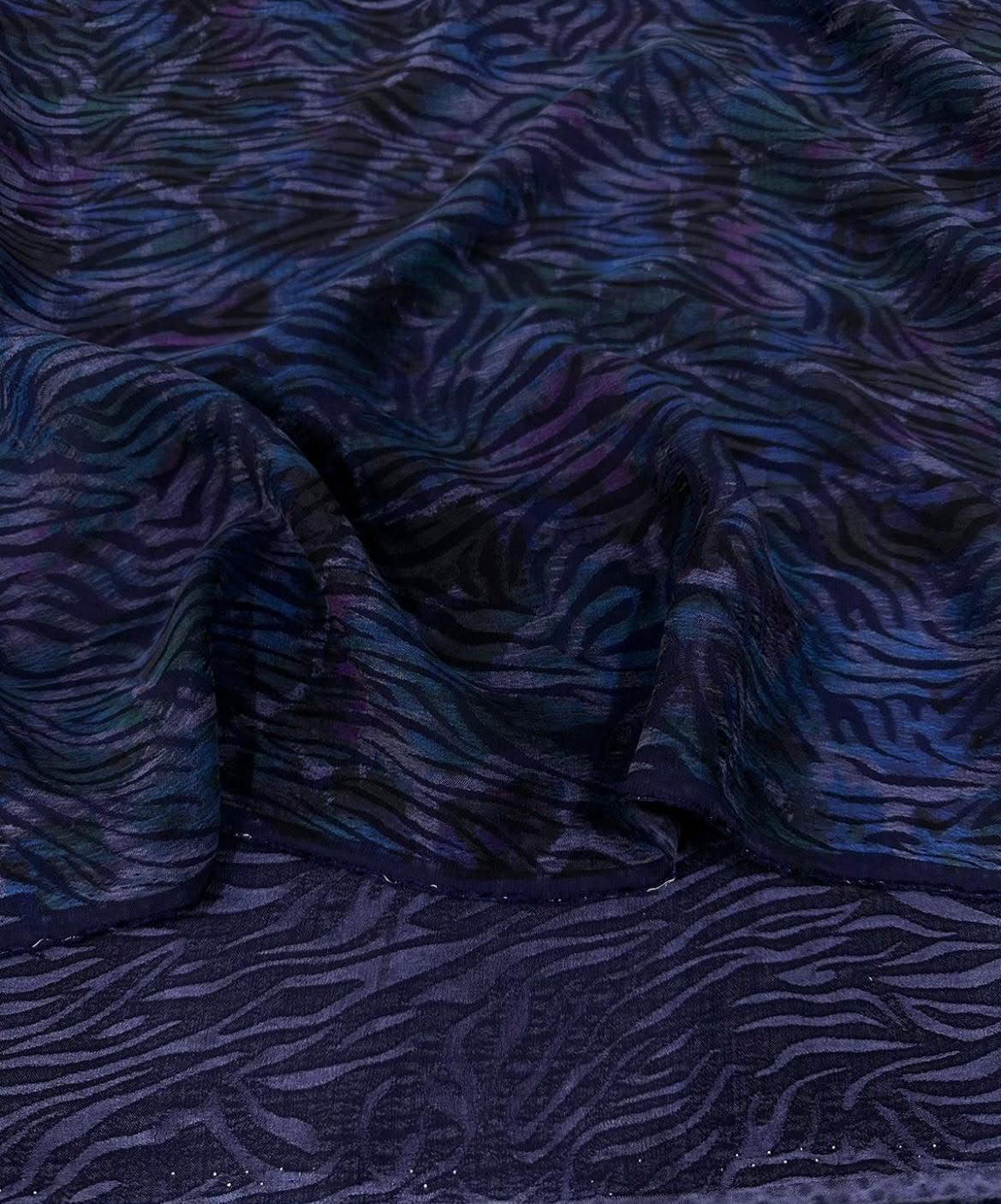 Midnight Navy Iridescent Zebra Washed Silk Oversized Blazer