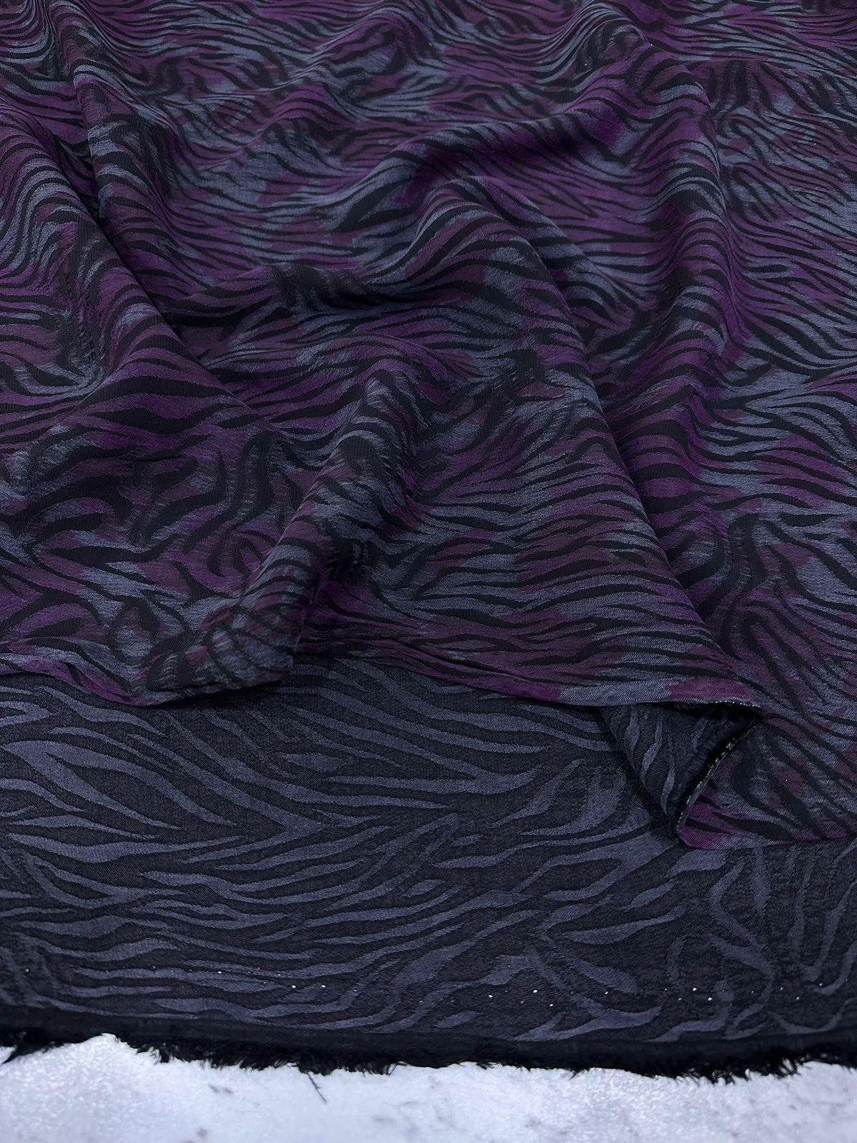 Dark Purple Zebra Washed Silk Oversized Blazer