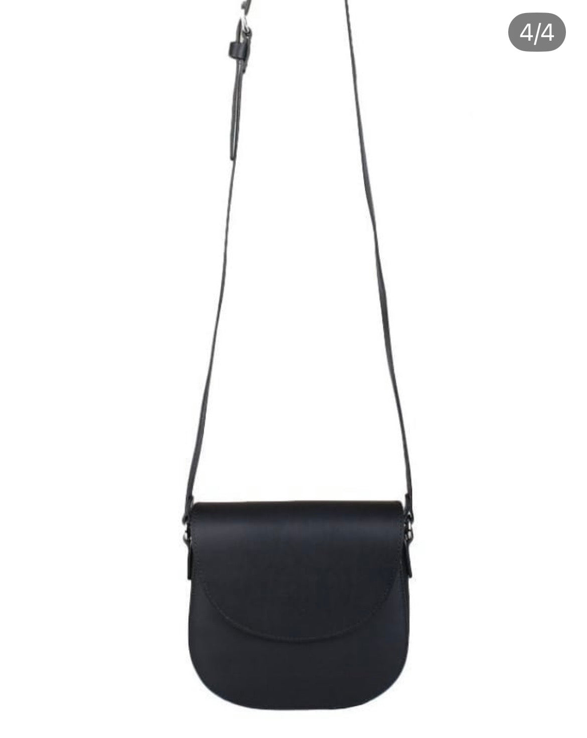 Handcrafted Black Leather Crossbody Bag with Adjustable Strap