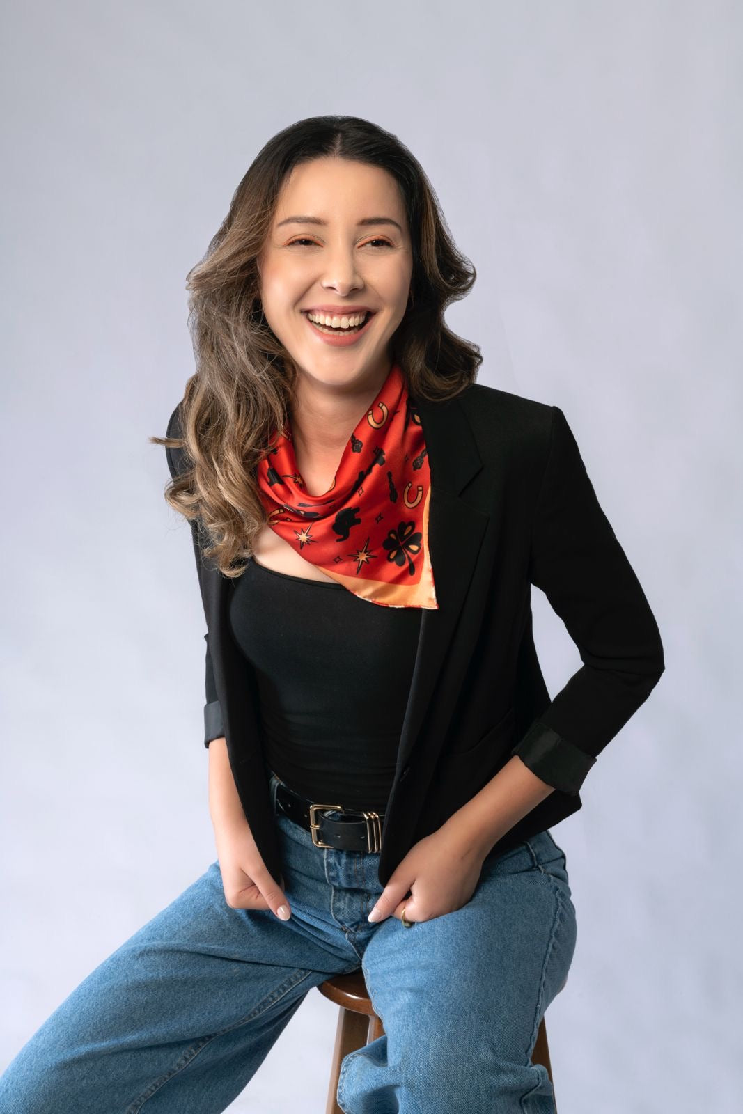 Luck Collection Silk Scarf | Bandana - Lucky Black Cat Print