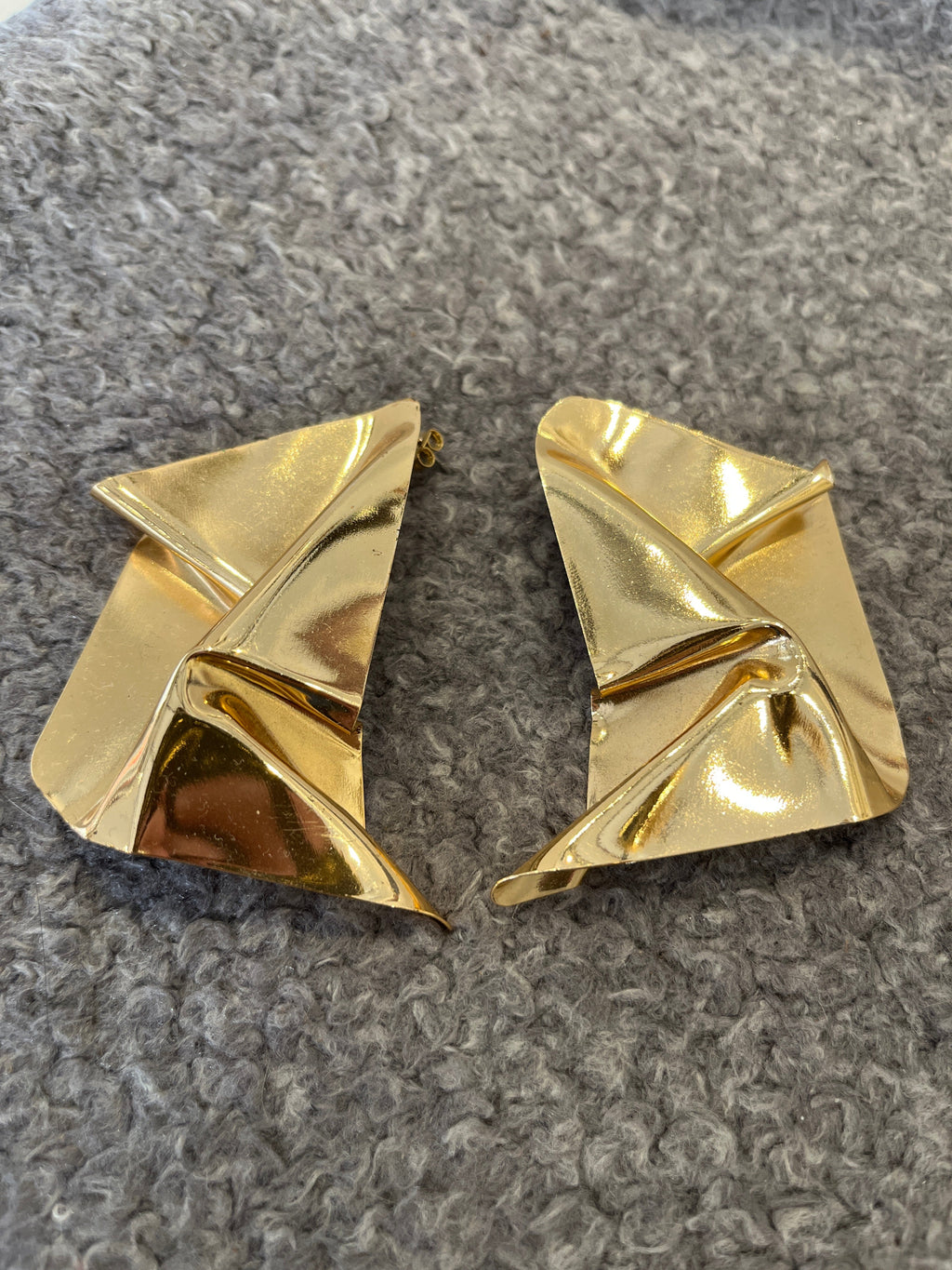 Gold-Plated Brass Sculptural Fold Earrings