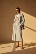 Striped Linen Set - Blazer & Skirt | 100% Linen Pinstripe