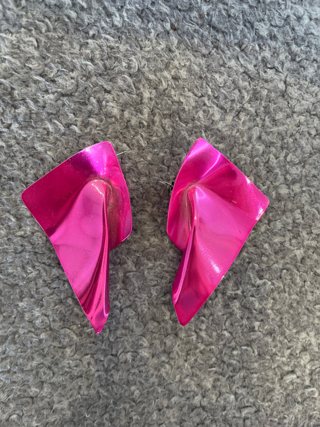 Fuchsia Sculptural Fold Statement Earrings
