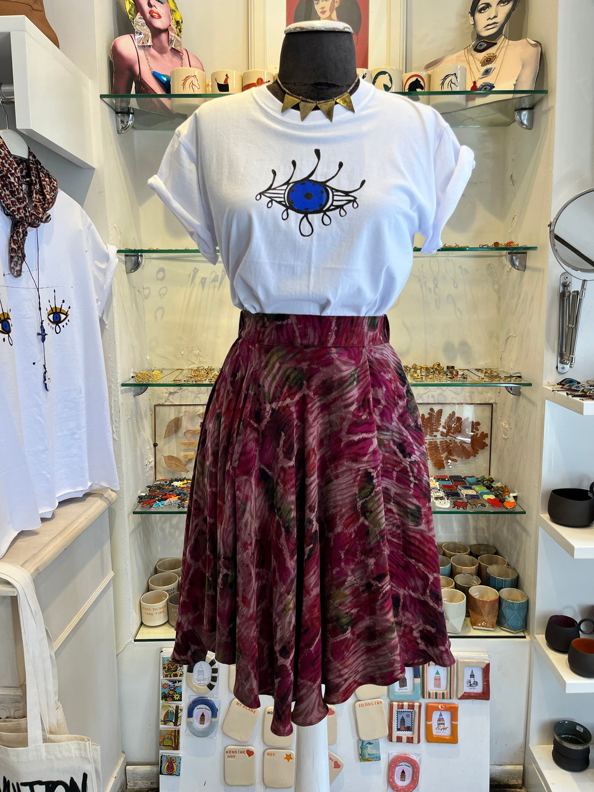 Burgundy Crushed Silk Circle Skirt