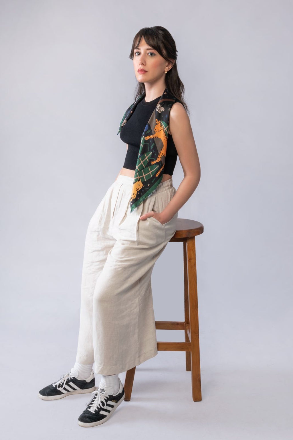 Harmony Collection Silk Scarf | Bandana - Forest Animals Print