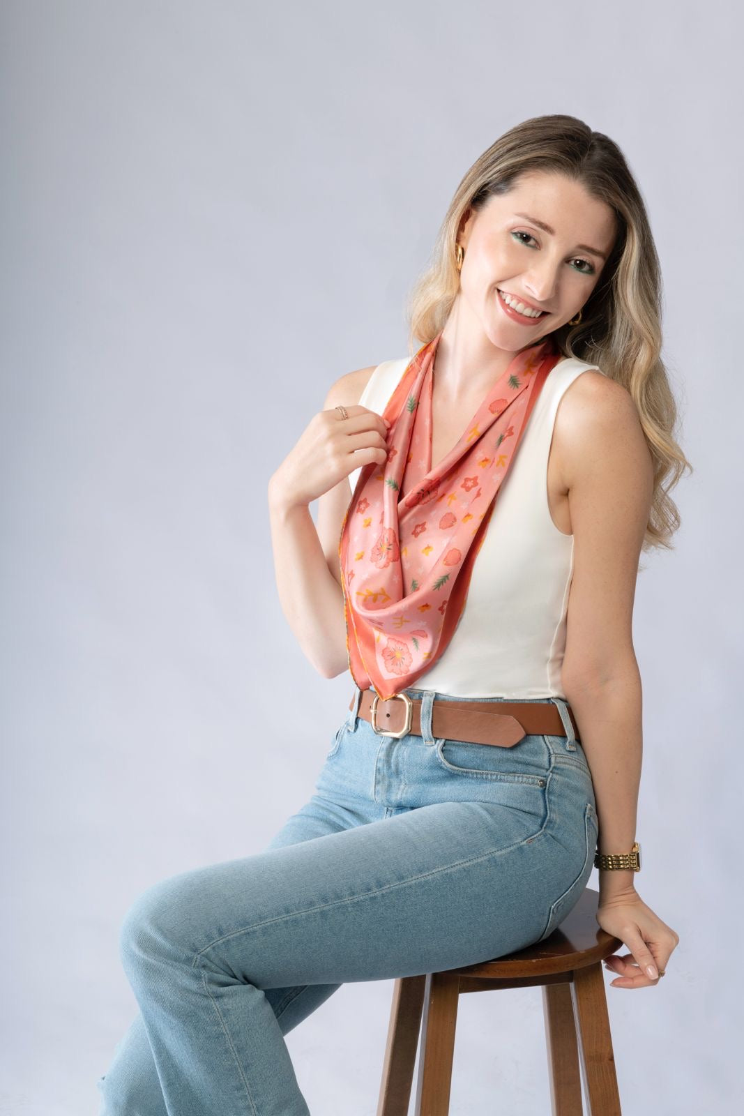 Positivity Collection Silk Scarf | Bandana - Desert Cactus Print