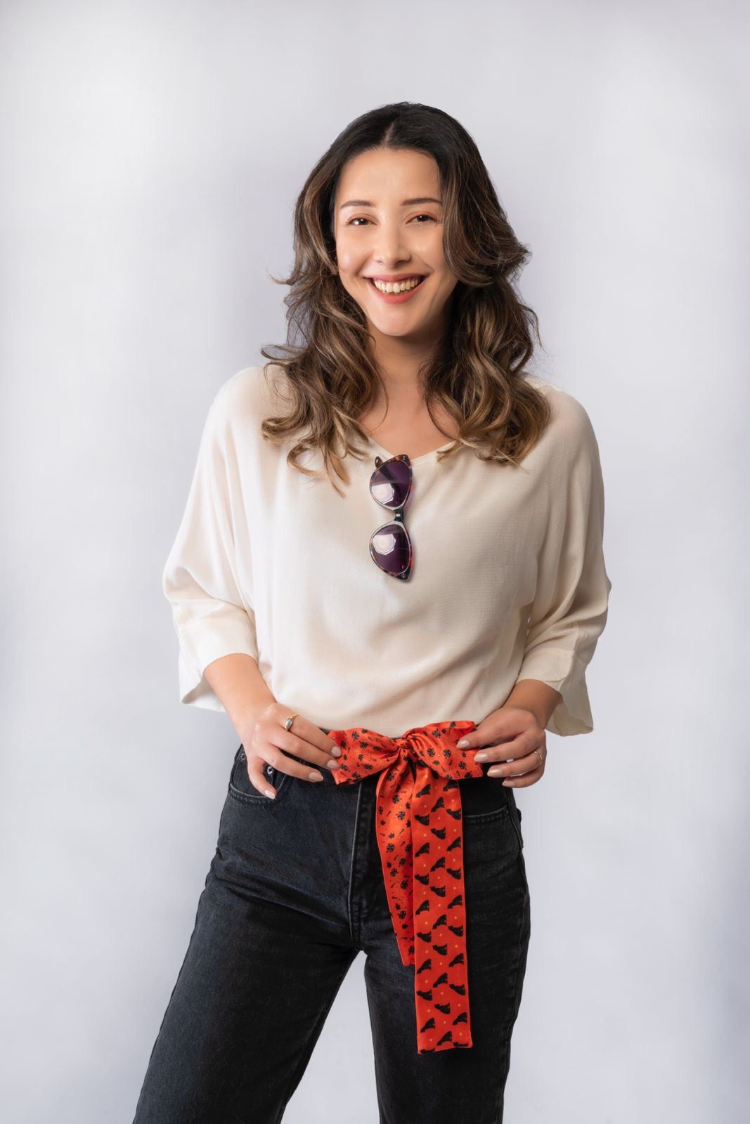 Luck Collection - 100% Pure Silk Hair Ribbon | Neck Tie - Cat Pattern