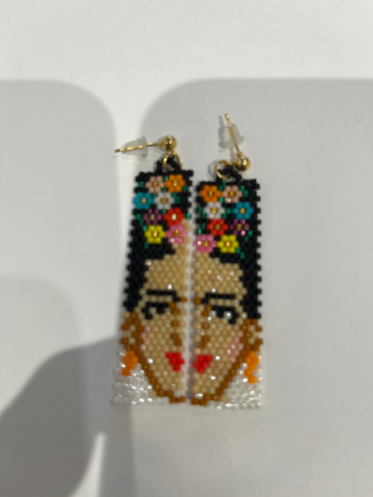 Miyuki Frida Kahlo Beaded Earrings 5 cm – Handmade in Istanbul