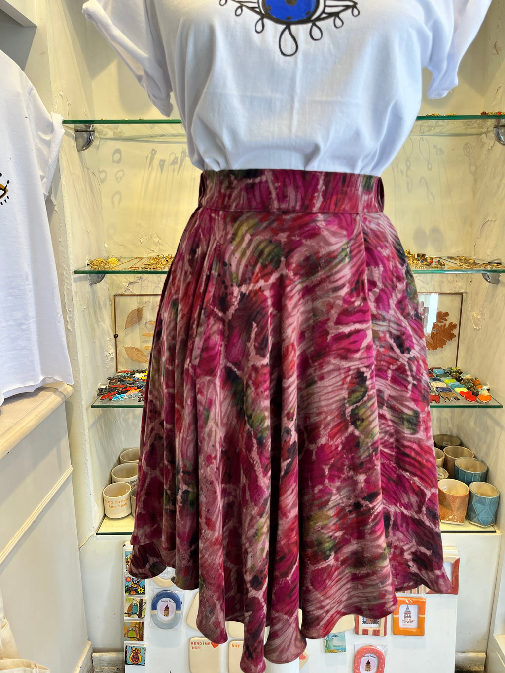 Burgundy Crushed Silk Circle Skirt